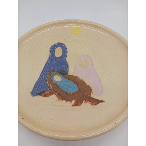 Art Pottery Bowl Christmas Nativity Scene Joesph Mary Jesus Linda Loo Studio - Picture 3 of 12